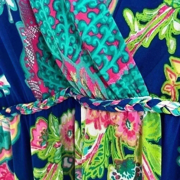 Philosophy Floral Boho Sleeveless Maxi Dress Blue Green Pink Empire Waist Medium - Picture 4 of 9